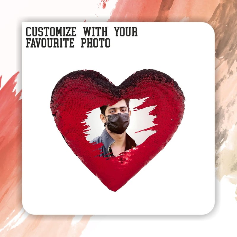 SAVRI Personalized Heart Shape Magic Cushion with Photo Print Filler Romantic Valentines Day Gift for Girlfriend Boyfriend Husband Wife Love Theme Cushion for Special Moments - Image 3