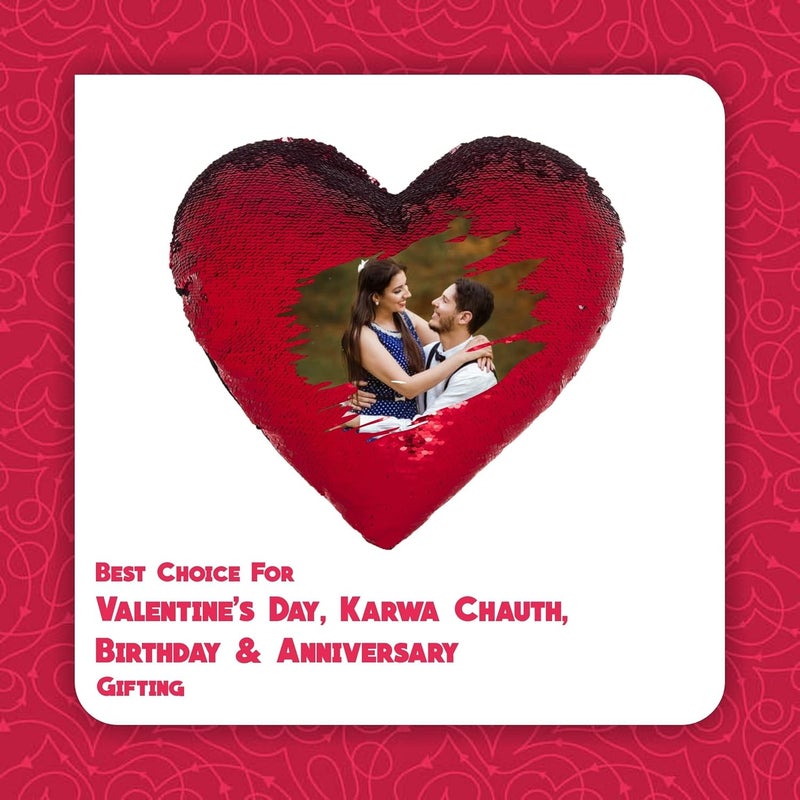 SAVRI Personalized Heart Shape Magic Cushion with Photo Print Filler Romantic Valentines Day Gift for Girlfriend Boyfriend Husband Wife Love Theme Cushion for Special Moments - Image 5