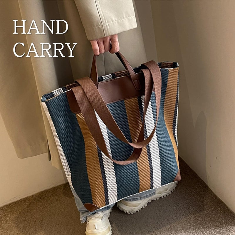 HFLZBRO Large Women's Work Tote Bag â€“ 13inch Laptop Compartment,Canvas Shoulder Bag for Office & Daily Use,Tote Bag with Spacious Storage (BROWN, Large) - Image 2