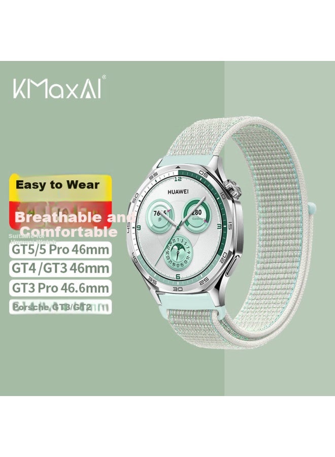 Kmaxai Compatible With Huawei Watch Gt5/4/3/2 Pro Woven Band Ecg/porsche/runner Nylon Sports 46mm Watch Strap Buds Dopamine Wristband Light Spruce - Image 1