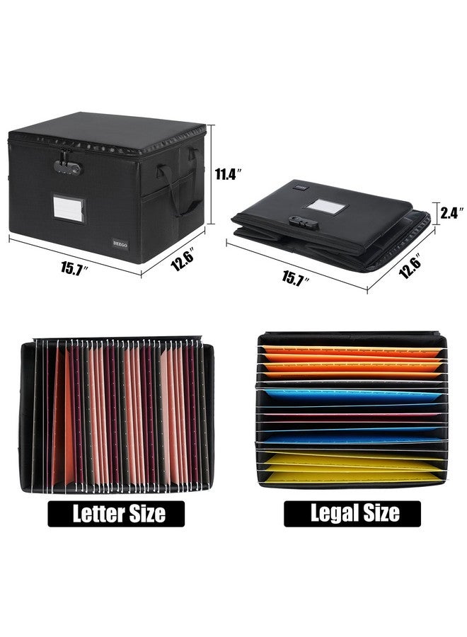 DEEGO Fireproof Document Box Waterresistant File Organizer Box With Lock Portable File Box With Handle Document Safe Collapsible File Cabinets For Home Office For Hanging Letter/Legal Folder Black - Image 4