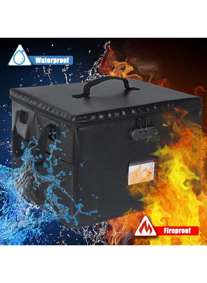 DEEGO Fireproof Document Box Waterresistant File Organizer Box With Lock Portable File Box With Handle Document Safe Collapsible File Cabinets For Home Office For Hanging Letter/Legal Folder Black - Image 2