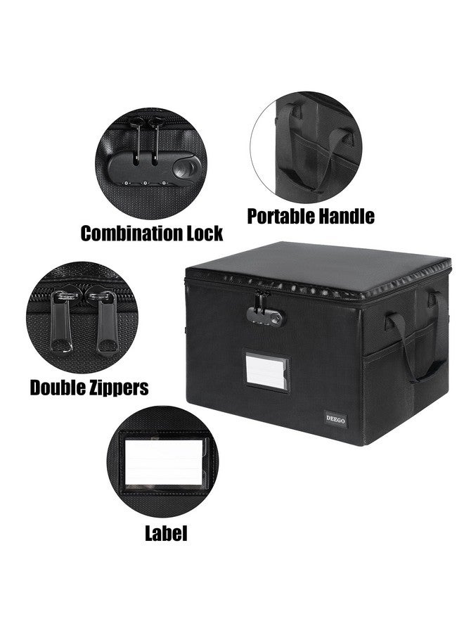 DEEGO Fireproof Document Box Waterresistant File Organizer Box With Lock Portable File Box With Handle Document Safe Collapsible File Cabinets For Home Office For Hanging Letter/Legal Folder Black - Image 5