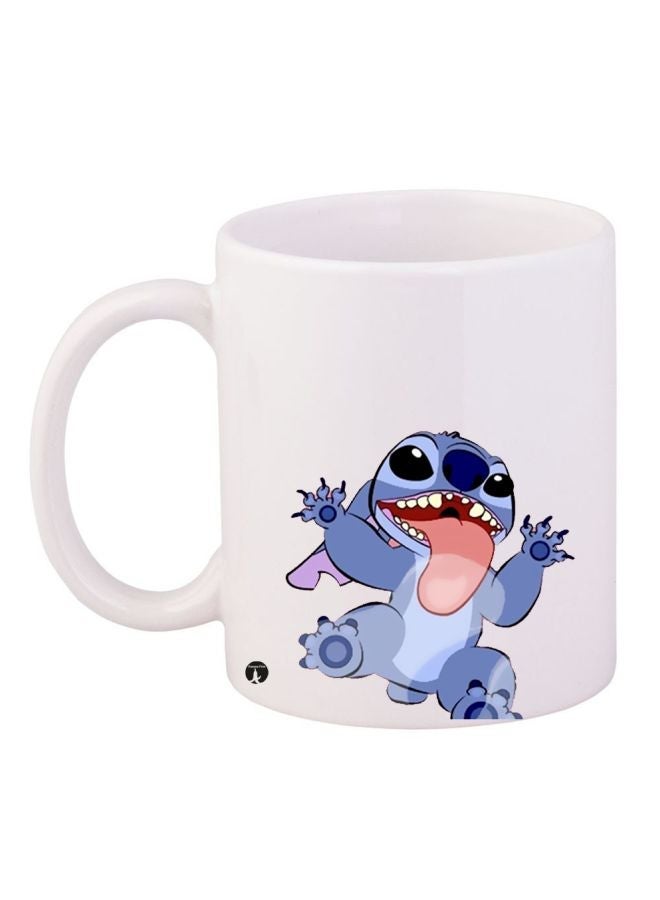 RYN Cartoon Printed Coffee Mug White/Blue/Pink 11ounce