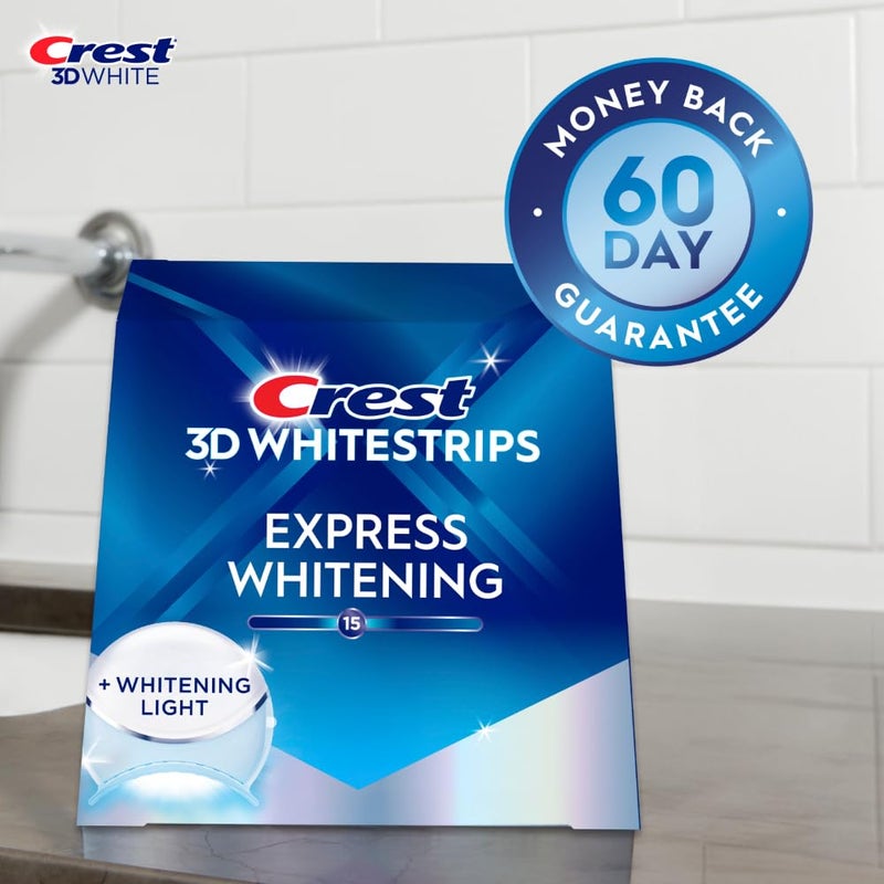 Crest 3D Whitestrips Express Whitening + LED Light â€“ Teeth Whitening Kit, 1 Light + 10 Treatments, Each with 1 Upper/1Lower, 20 Strips â€“ Crest 3DWhite Teeth Whitening Strips - Image 4