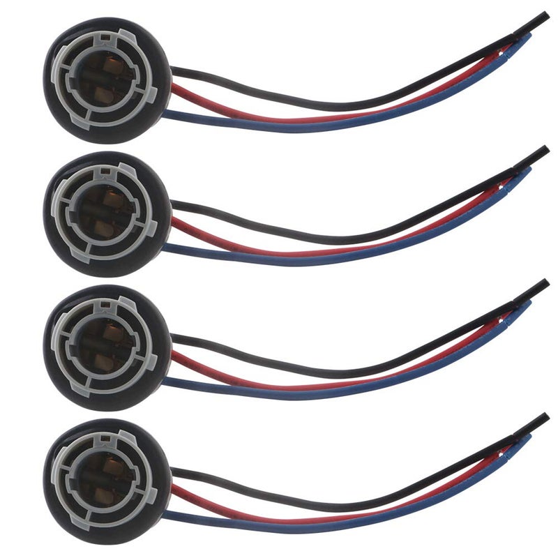 Qasim 1157 LED Bulbs Socket 2057 2357 7528 BAY15D Base Holder Wiring Harness for Turn Signal Brake Tail Lights-4Packs - Image 1