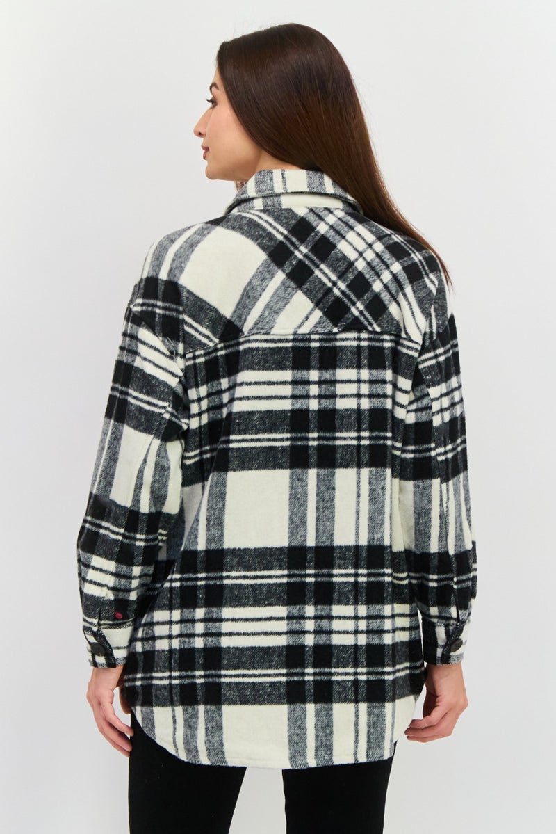 Black Tape Women Plaid Jacket Shirt, Multicolor  - Image 3