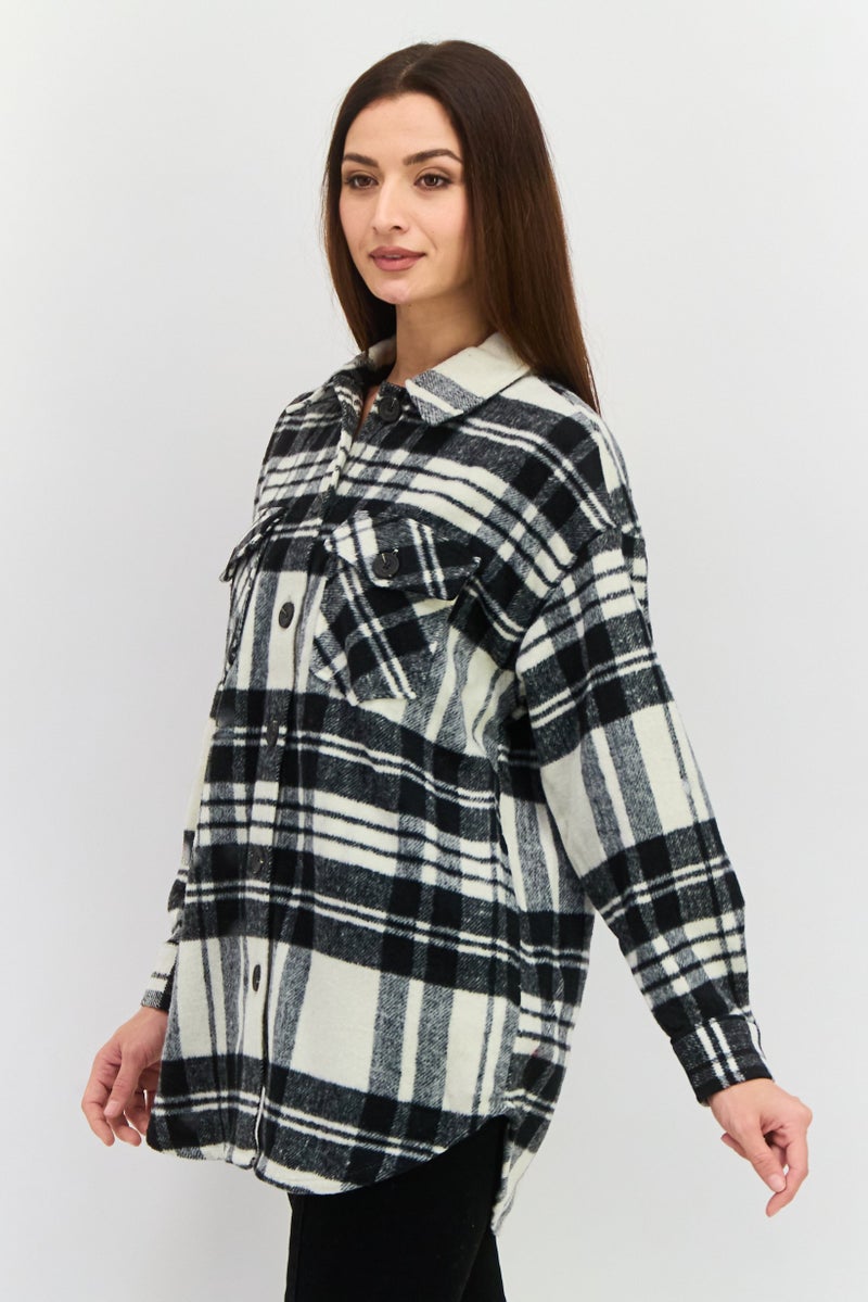 Black Tape Women Plaid Jacket Shirt, Multicolor  - Image 2