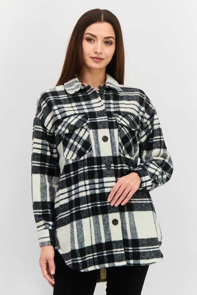 Black Tape Women Plaid Jacket Shirt, Multicolor  - Image 1