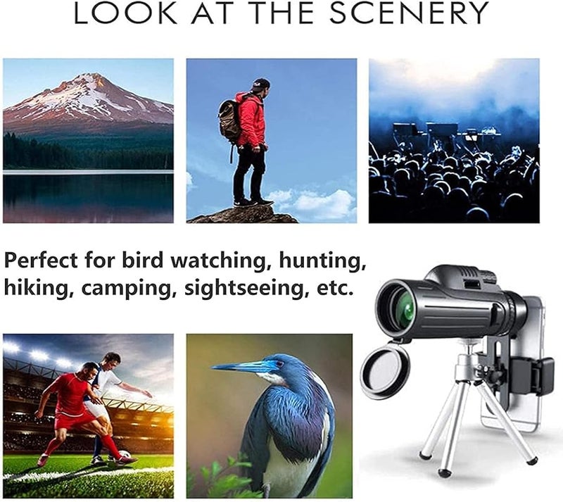 40x60 High Powered HD Monocular Telescope with Phone Holder Tripod for Stargazing Mobile Photography - Image 3