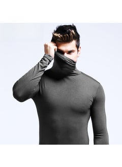 Generic Mens Thermal High Collar Slim Long Sleeve Top Black  - Image 2