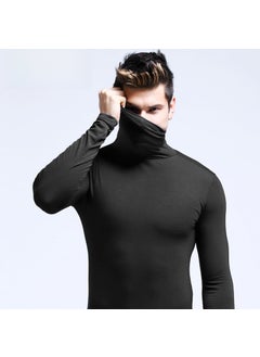 Generic Mens Thermal High Collar Slim Long Sleeve Top Black  - Image 1