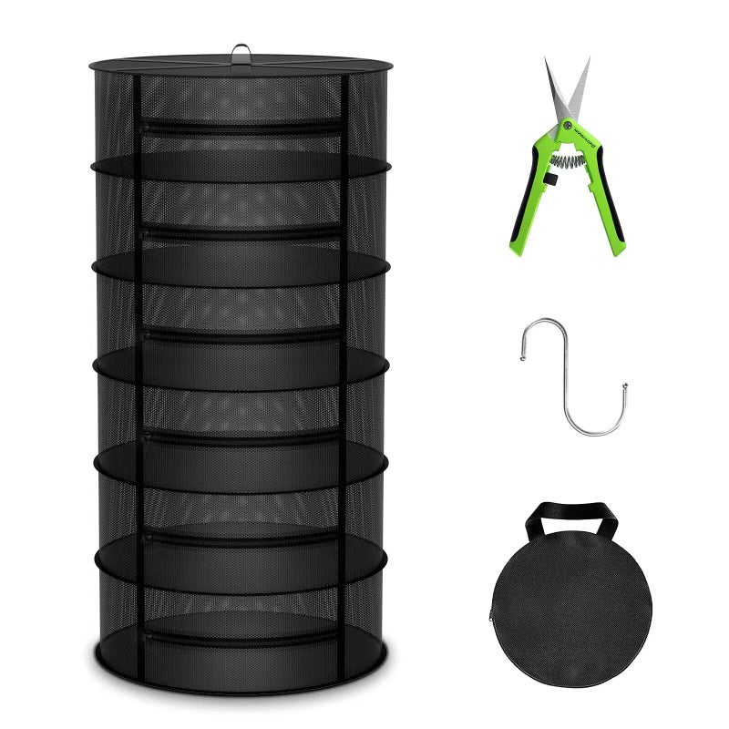MARS HYDRO Herb Drying Rack 2 ft 6 Layers Hanging Mesh Plant Racks with Zipper Grow Tent Drying Rack for Herbs Flowers Seeds