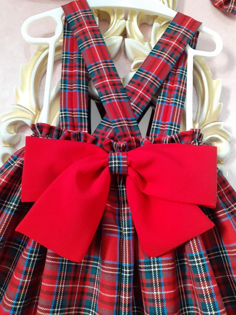 Eylülce Butik Eylülce Boutique Girl's Plaid Dress & Hat & Buckle Set  - Image 2