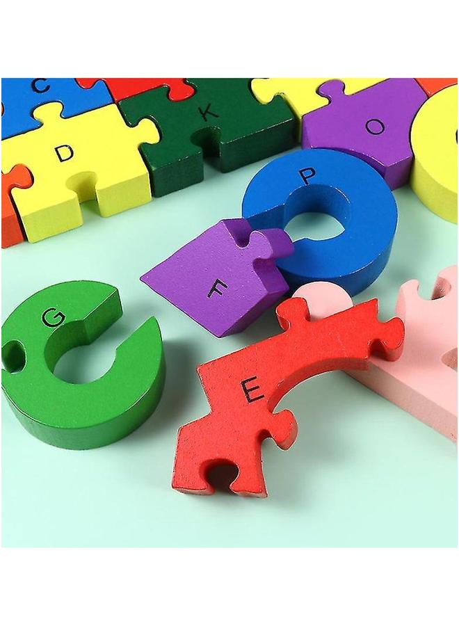 Children's Educational Wooden Alphabet Puzzle Toy Building Blocks - Image 3