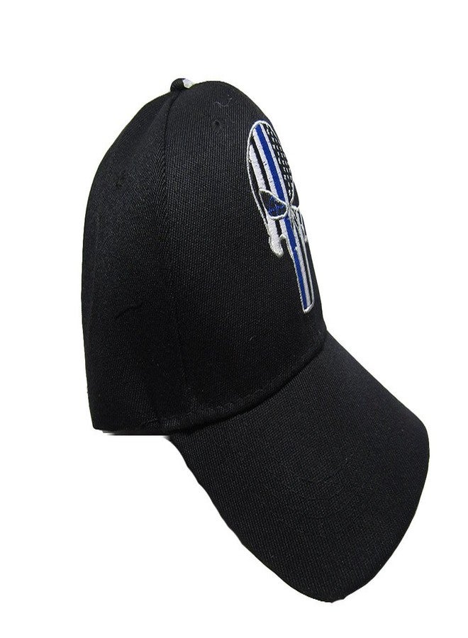 AES Thin Blue Line Demon Ball Cap Hat Police Officer Law Enforcement USA Flag - Image 4