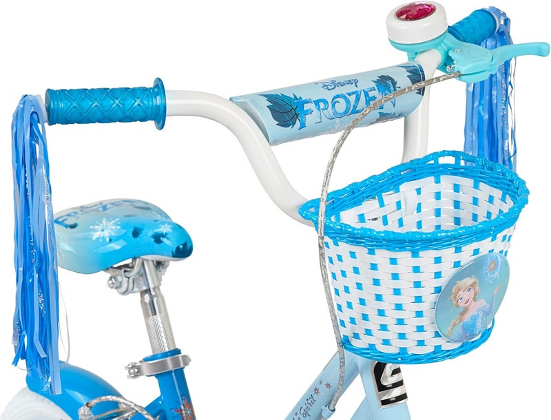 Spartan Disney Frozen Winter Frost 12-Inch Girls Bike | 12-Inch Wheel Size | Removable Training Wheels | Adjustable Seat | Front Basket, Rear Mudguard, Official Disney Frozen Graphics | Light Blue - Image 2