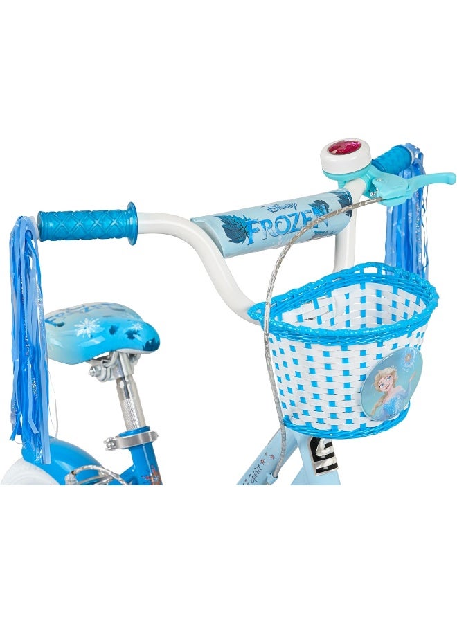 Spartan Disney Frozen Winter Frost 12-Inch Girls Bike | 12-Inch Wheel Size | Removable Training Wheels | Adjustable Seat | Front Basket, Rear Mudguard, Official Disney Frozen Graphics | Light Blue - Image 2