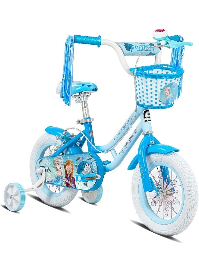 Spartan Disney Frozen Winter Frost 12-Inch Girls Bike | 12-Inch Wheel Size | Removable Training Wheels | Adjustable Seat | Front Basket, Rear Mudguard, Official Disney Frozen Graphics | Light Blue - Image 1