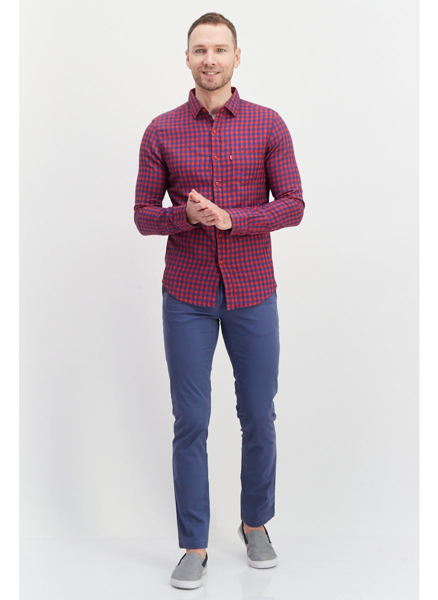 Men Slim Fit Long Sleeve Checkered Casual Shirt, Red - pzsku/Z3239B906FF396B731E6BZ/45/_/1737728243/f90cd241-d03c-4a08-8dde-ef07972953ef