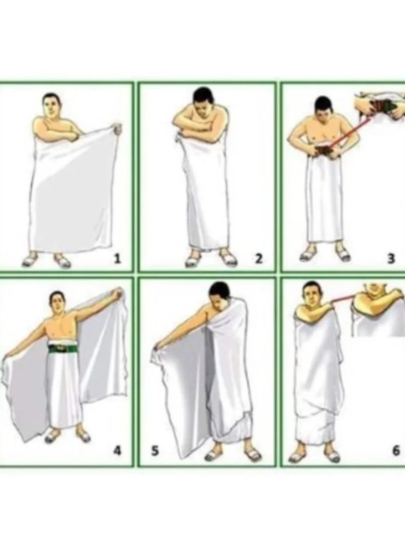 فاشون لاين - إحرام قطعتان للحج والعمرة للشعائر الدينية للرجال , أبيض - Image 1
