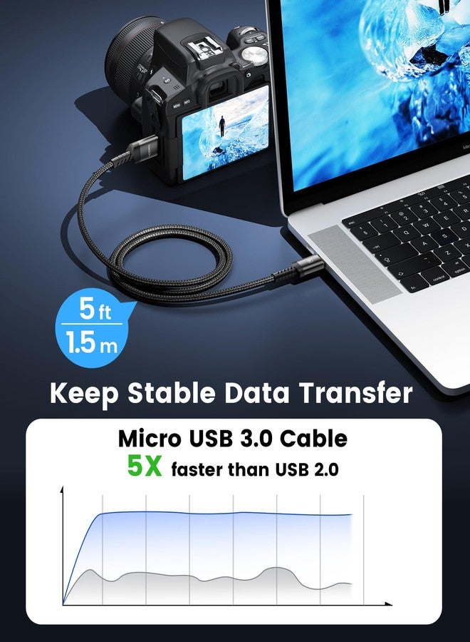 toocki كابل قرص صلب USB 3.0 نوع C إلى Micro B، عبوة 2، 1.5 قدم 5Gbps، متوافق مع سامسونج جالاكسي S5، نوت 3، ماك بوك إير/برو (USB C-Micro B) - Image 3