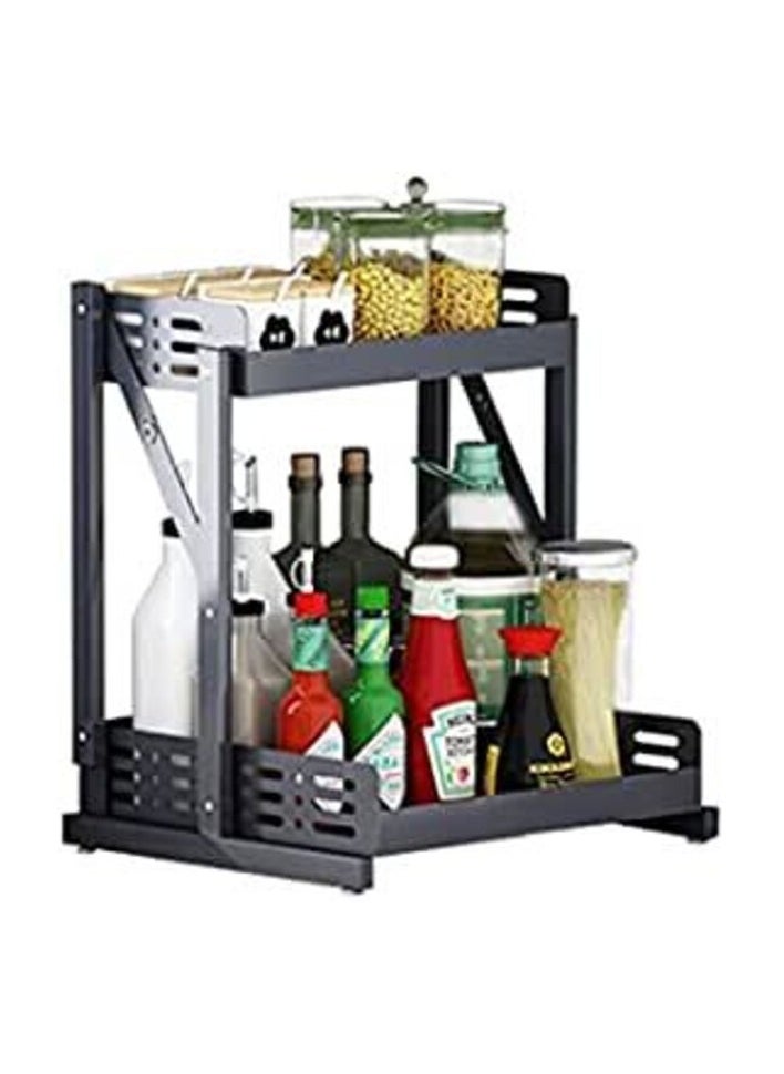 AtrauX 2-Tier Multi-functional kitchen spice rack, Foldable Storage Shelves, Layered Storage Design  - Image 1