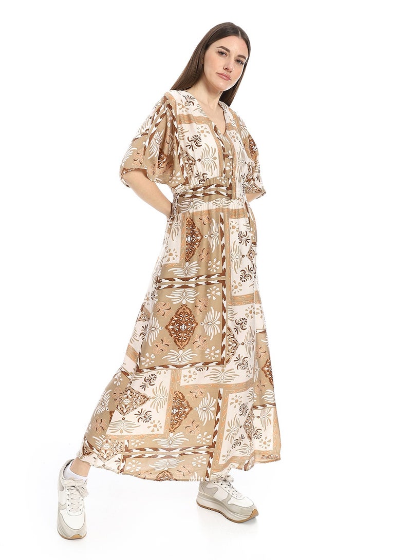Coctail 4793-Floral Maxi Dress-Cafe  - Image 2
