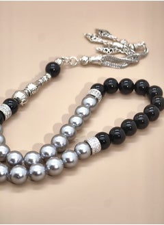 MAJOOD Original Design/33 Natural Mother Of Fritary Pearls With Natural Agate Prayer Beads/Tasbih/10mm  - Image 5
