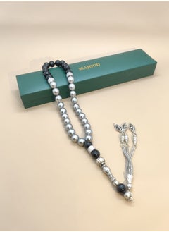 MAJOOD Original Design/33 Natural Mother Of Fritary Pearls With Natural Agate Prayer Beads/Tasbih/10mm  - Image 3