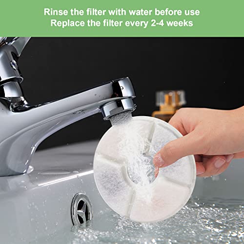 Wonder Creature Cat Water Fountain Filter Replacement, 8 Round Carbon Filters and 4 Upgraded Pre-Filter Sponges for Round Stainless Steel Top Cat Fountain - Image 5