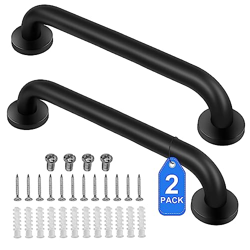 Gotega 2 Pack Shower Grab Bar Stainless Steel Bathroom Grab Bar Shower Handle Bath Handle Grab Bars for Handicap Elderly Seniors Bathroom Safety Grab Bar 18 InchBlack - Image 1