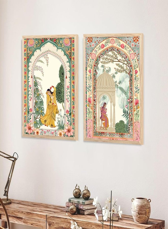 HOTHOUSE Indian Madhubani Wall Decoration Traditional Art With Frame For Living Room Bed Room Hotel Wall Decor Digital Reprint Engineered Wood Set of 2 (10 X 13 inch) - Image 3