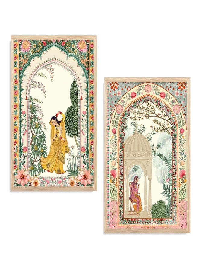HOTHOUSE Indian Madhubani Wall Decoration Traditional Art With Frame For Living Room Bed Room Hotel Wall Decor Digital Reprint Engineered Wood Set of 2 (10 X 13 inch) - Image 4