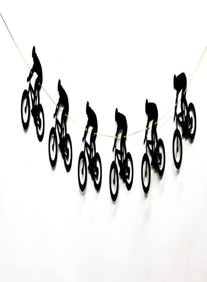 Paity Black Bicycle Sports Theme Garland for Birthday, Bachelorette Party Decorations - Image 2