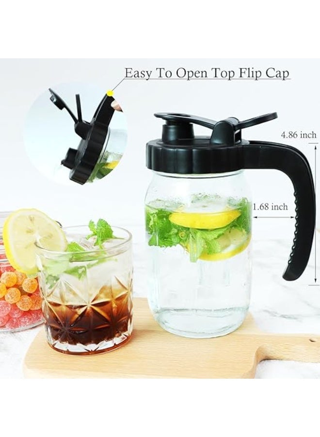 فم واسع ماسون جرة غطاء مع صب منفذ وثقيلة الوظائف مقبض غير انزلاق، ماسون جرة غلاف أغطية مع قمة فليب كاب المثبتة الهواء وختم التسرب، سهلة صب منفذ، جرات غير مدرجة -2 حزمة - Image 2