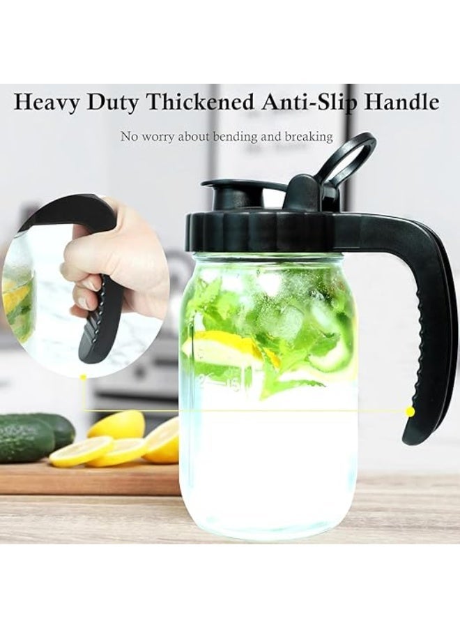 فم واسع ماسون جرة غطاء مع صب منفذ وثقيلة الوظائف مقبض غير انزلاق، ماسون جرة غلاف أغطية مع قمة فليب كاب المثبتة الهواء وختم التسرب، سهلة صب منفذ، جرات غير مدرجة -2 حزمة - Image 3