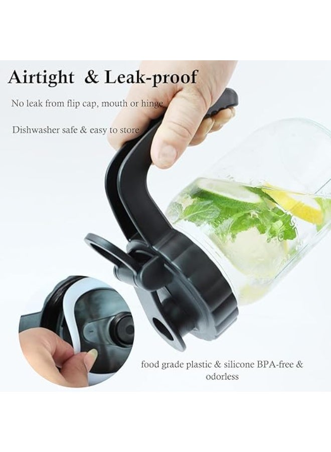 فم واسع ماسون جرة غطاء مع صب منفذ وثقيلة الوظائف مقبض غير انزلاق، ماسون جرة غلاف أغطية مع قمة فليب كاب المثبتة الهواء وختم التسرب، سهلة صب منفذ، جرات غير مدرجة -2 حزمة - Image 4