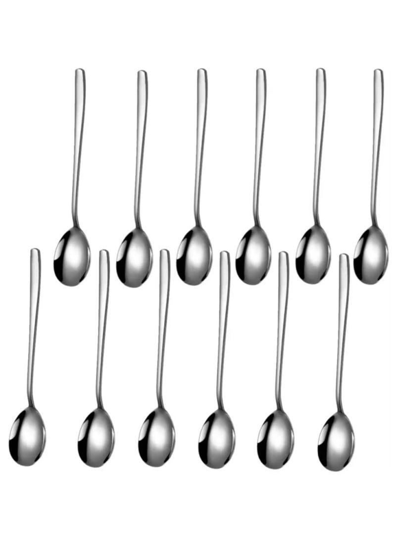 Stainless Steel Coffee Spoon 12PCS Long Handle Ice Cream Spoon Cocktail Stirring Spoons for Sugar Dessert(Silver) (12PCS) - Image 1