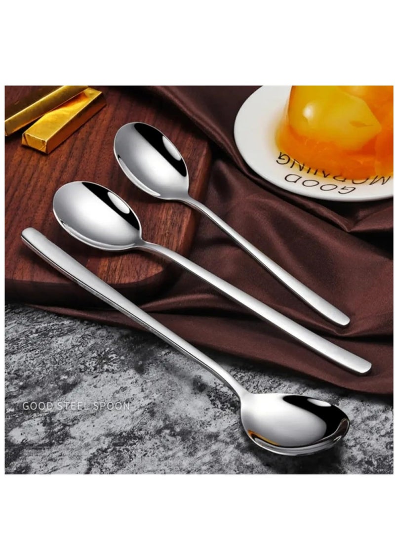 Stainless Steel Coffee Spoon 12PCS Long Handle Ice Cream Spoon Cocktail Stirring Spoons for Sugar Dessert(Silver) (12PCS) - Image 2