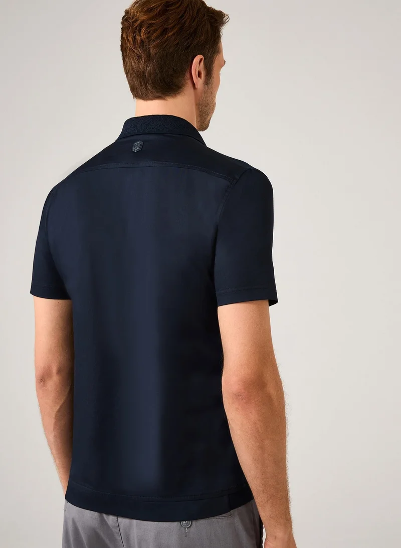 Theodore  The Jacquard Hybrid Polo Shirt for Men | Best Price UAE