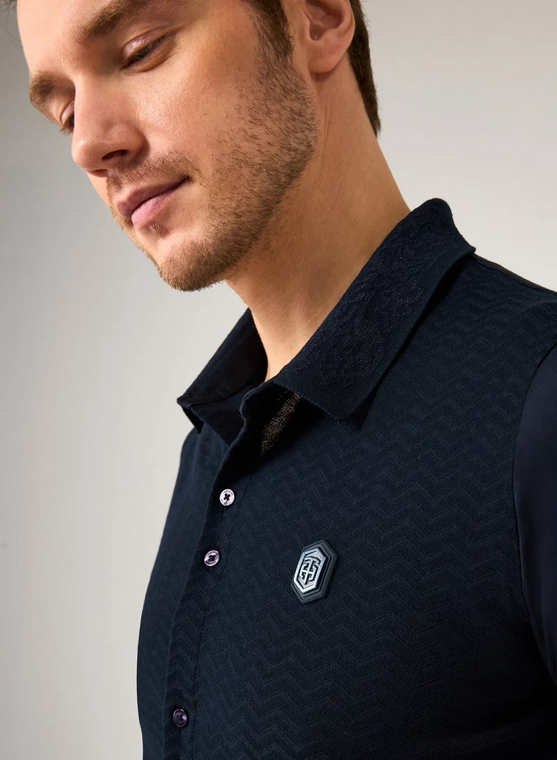 Theodore  The Jacquard Hybrid Polo Shirt for Men | Best Price UAE