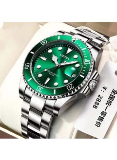Generic New Mens Hollow Automatic Watch Calendar Waterproof Luminous Large Dial Fashion-green water ghost 