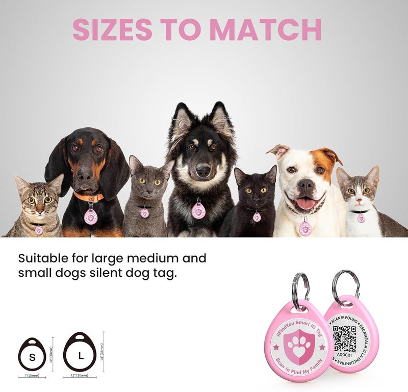 ILFINDYOU Cat Tags Personalized Small, QR Code Cat Name Tag for Kitten Collar, Cats Tracker Scan Location Alerts, Pink S - Image 2