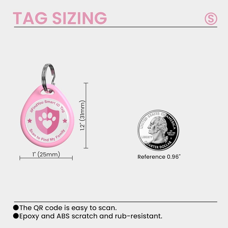 ILFINDYOU Cat Tags Personalized Small, QR Code Cat Name Tag for Kitten Collar, Cats Tracker Scan Location Alerts, Pink S - Image 3