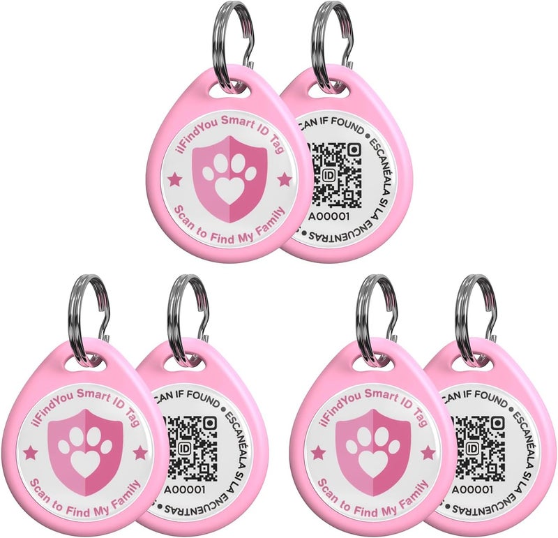 ILFINDYOU Cat Tags Personalized Small, QR Code Cat Name Tag for Kitten Collar, Cats Tracker Scan Location Alerts, Pink S - Image 1