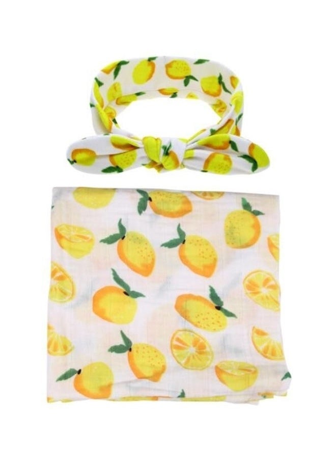 NIBEMINENT Printed Swaddle Blanket With Headband 