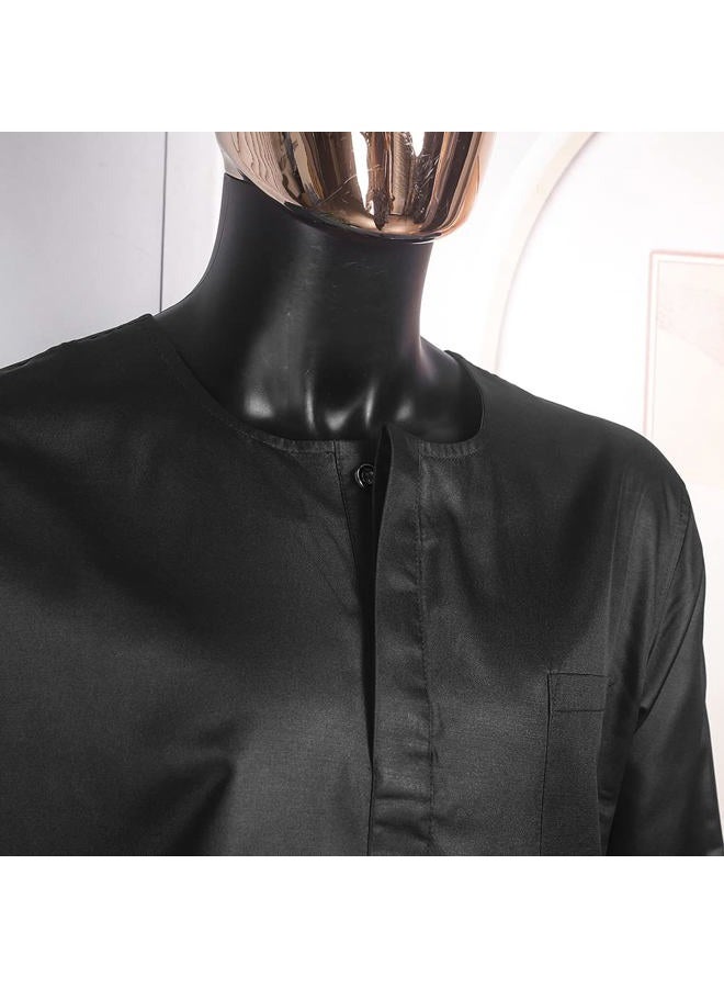 HD African Attire for Man Classic Rhinestone Agbada Suit Broder Boubou Caftan Outfit, Black-13, XL - Image 3