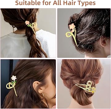 Huiguli 4 PCS Flower Metal Hair Clips Large Gold Hair Claws Women Girls Nonslip Decorative Hair Claw Clips for Thick Thin Hair Lily Gardenia - Image 4