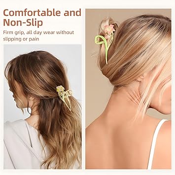 Huiguli 4 PCS Flower Metal Hair Clips Large Gold Hair Claws Women Girls Nonslip Decorative Hair Claw Clips for Thick Thin Hair Lily Gardenia - Image 5